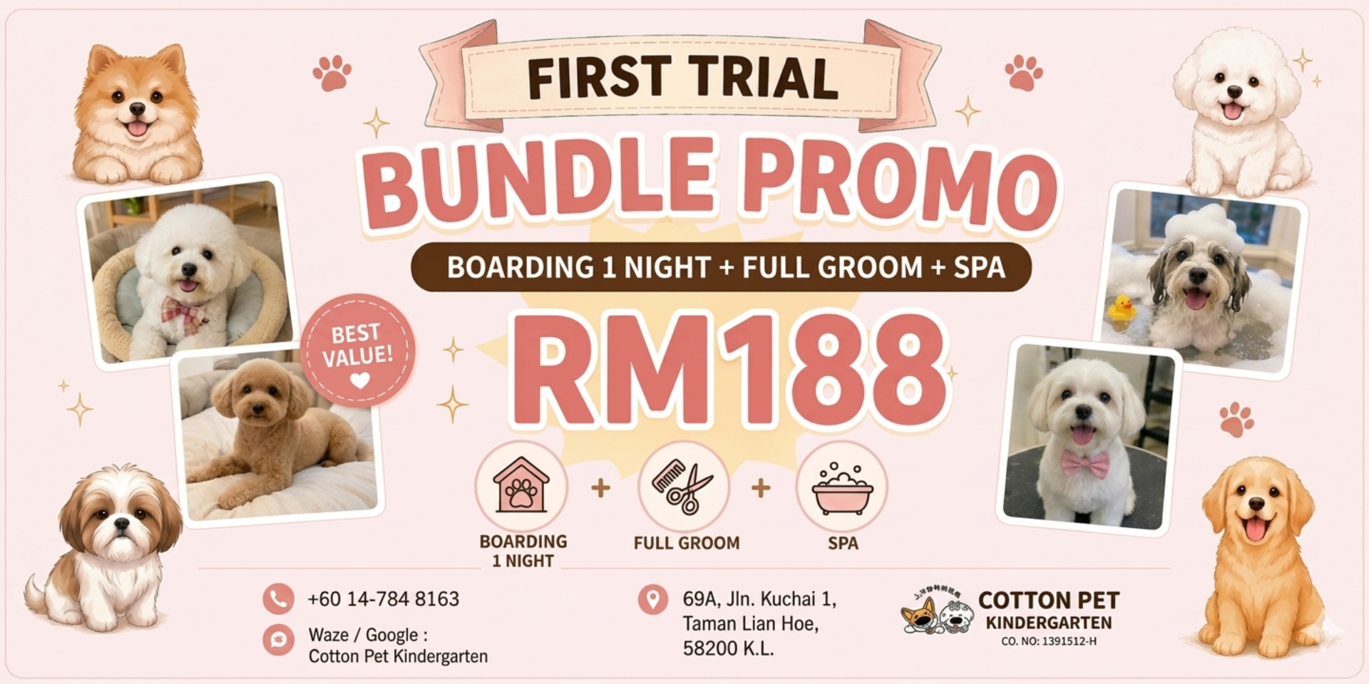 Bundle Promo 1 Night + Groom + Spa Only RM188
